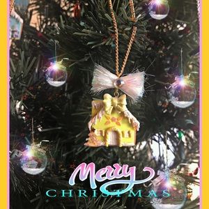 Glittery Sugar Cookie House Necklace- Yellow